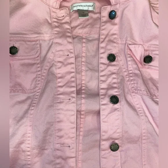 VINTAGE PINK CHRISTOPHER & BANKS WOMENS BUTTON UP - Picture 4 of 7